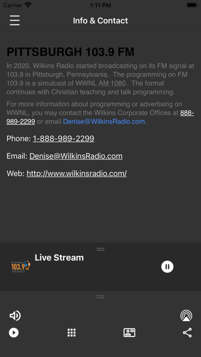 WWNL FM 103.9 Screenshot