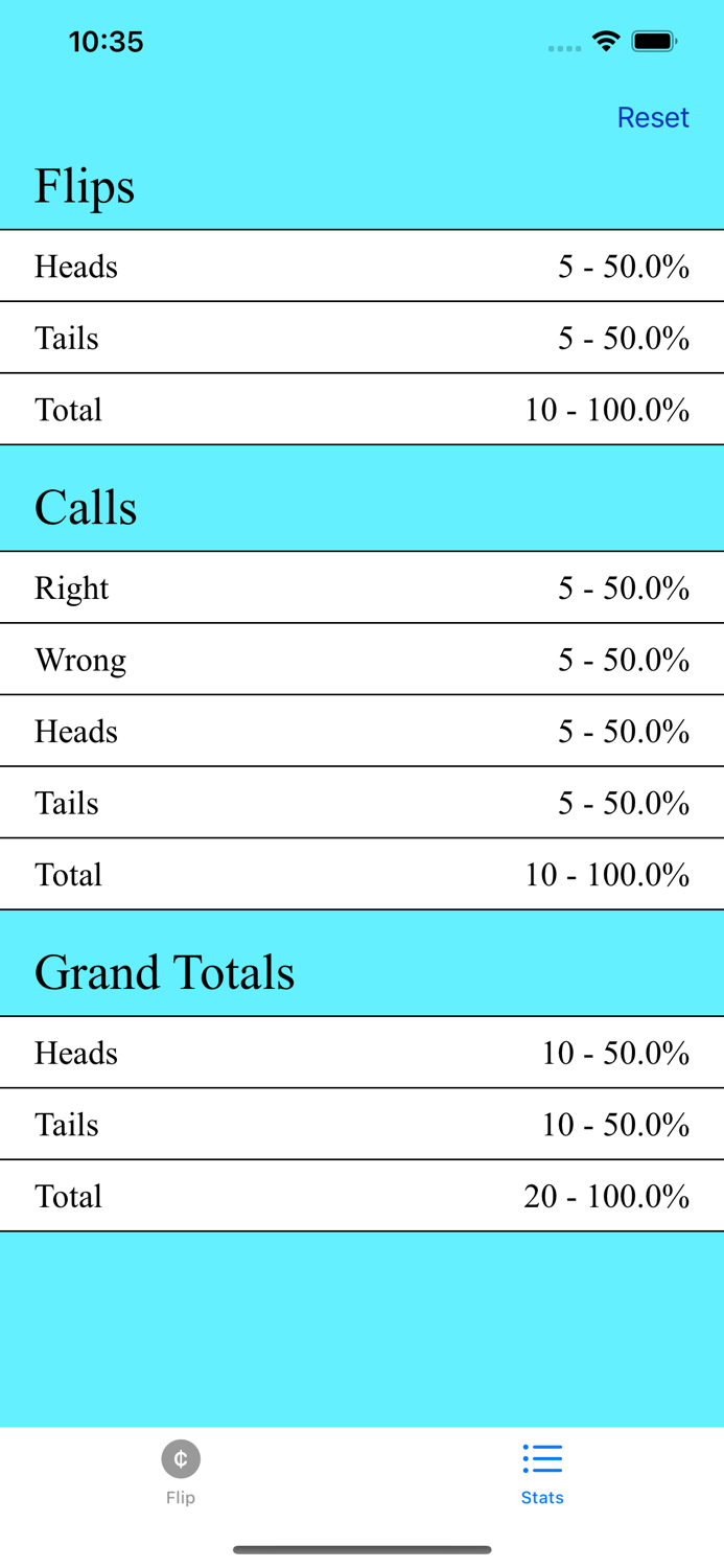 Coin Flip with Stats