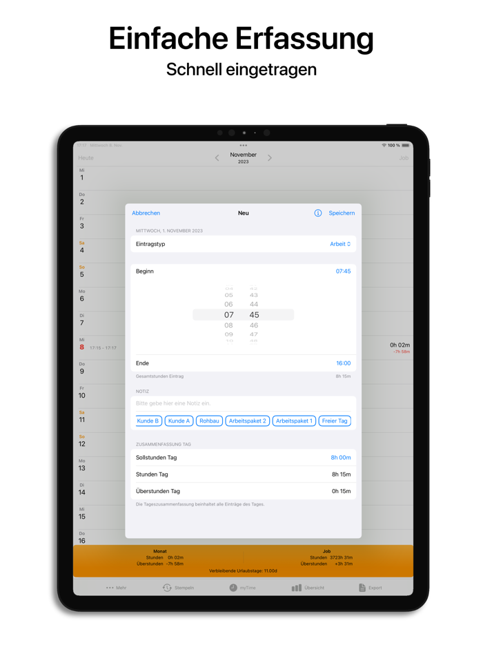 myTime - Zeiterfassung