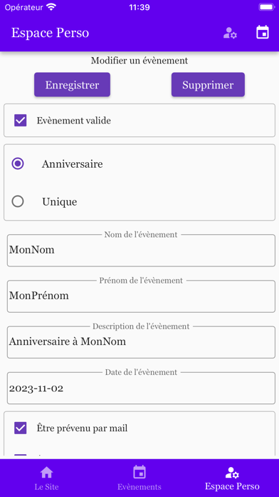 Agenda Notification Screenshot