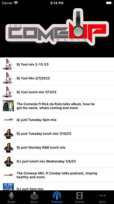 The ComeUp Radio Station Screenshot