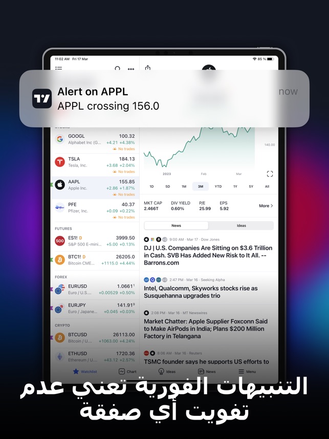 TradingView: تابع جميع الأسواق على App Store