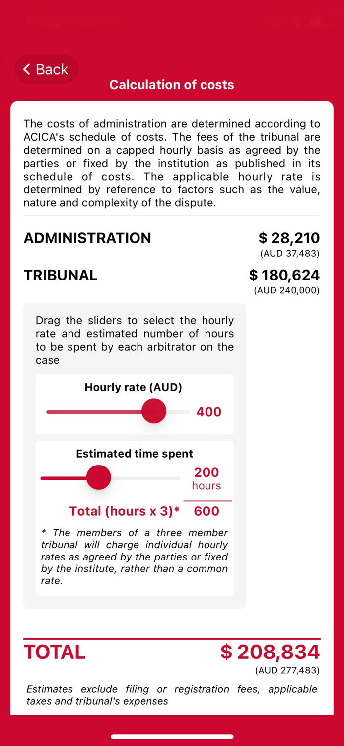 Arbitration Pricing Calculator