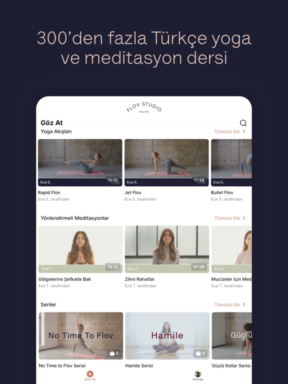 Flov Studio: Yoga & Meditasyon iPad screenshot 1 - Health & Fitness app