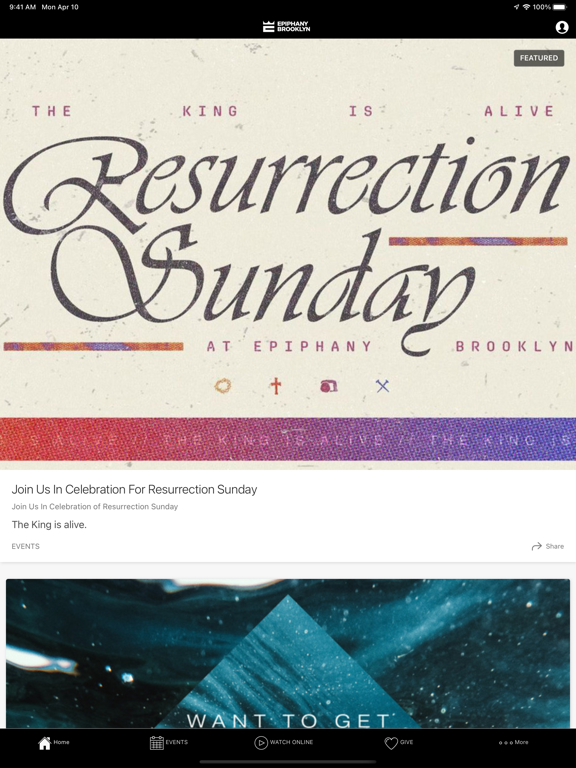 Epiphany Church iPad screenshot 1 - Lifestyle app