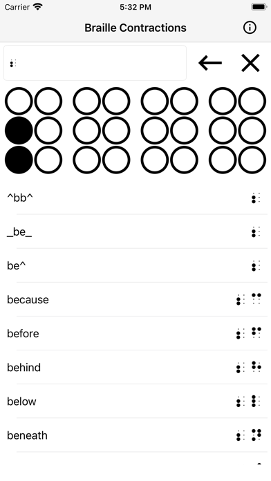 Braille Contraction Lookup Screenshot