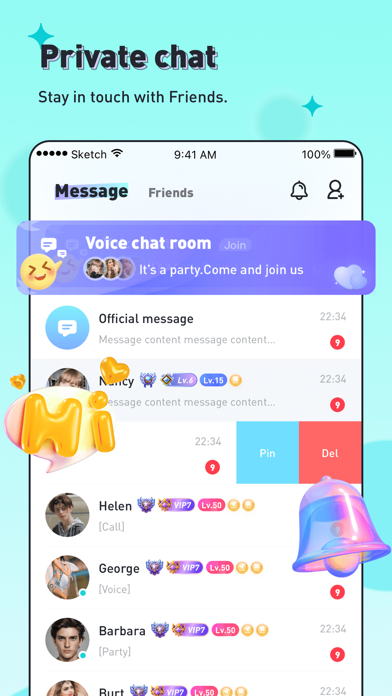 Voca - Voice Chat Party Rooms Screenshot