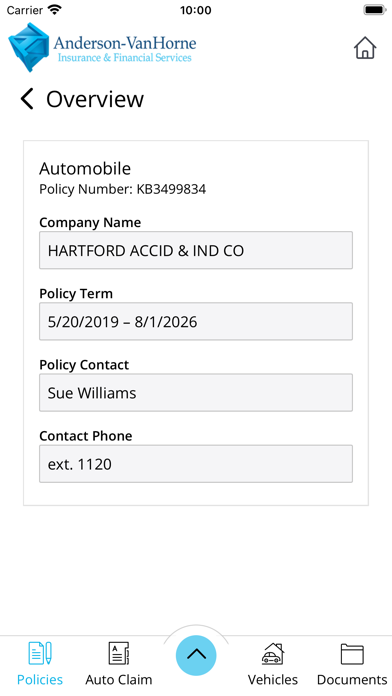 Anderson-VanHorne Insurance Screenshot