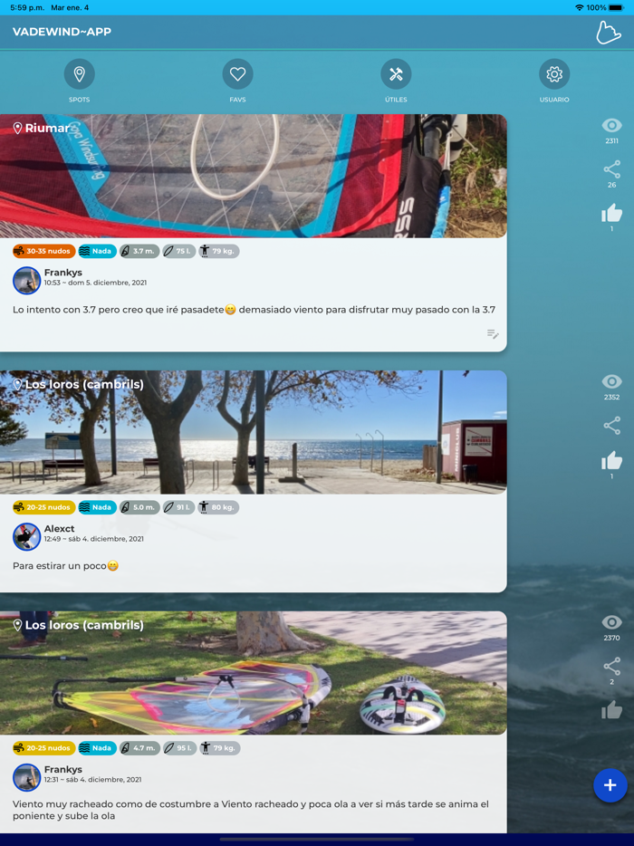 Windsurfing app Vadewind