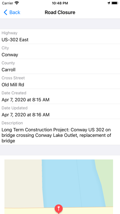 New Hampshire Road Report Screenshot