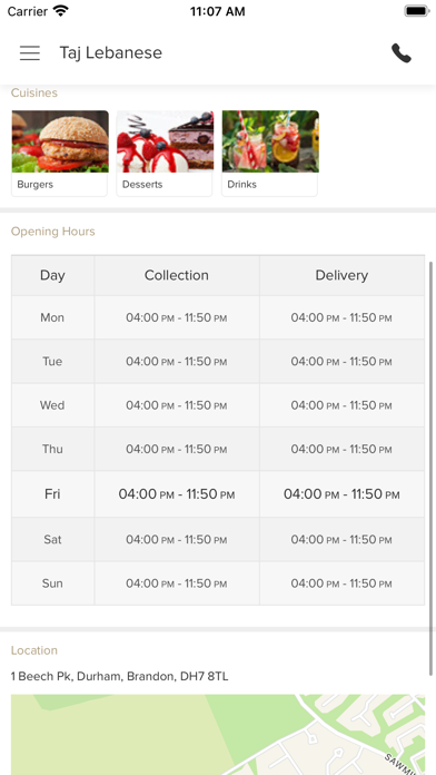 Taj Lebanese Screenshot