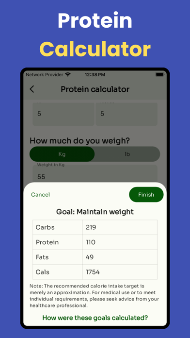 Protein tracker 2024 Screenshot