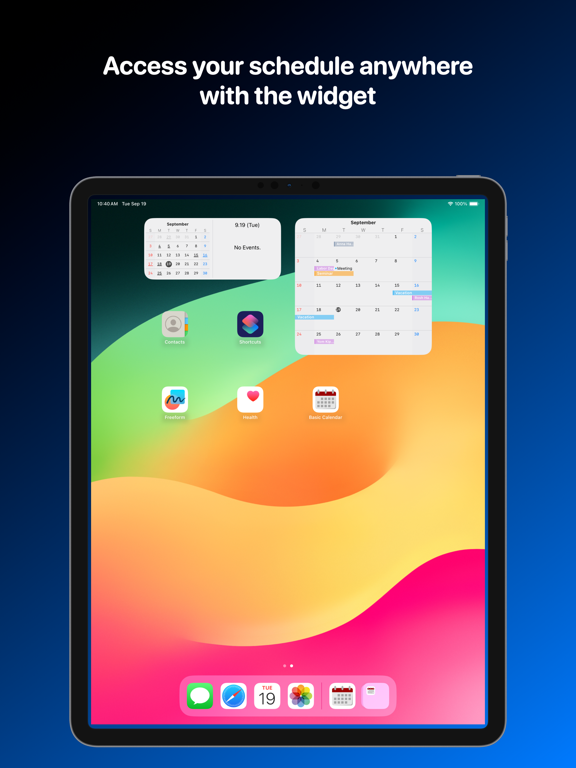 Basic Calendar iPad screenshot 3 - Productivity app