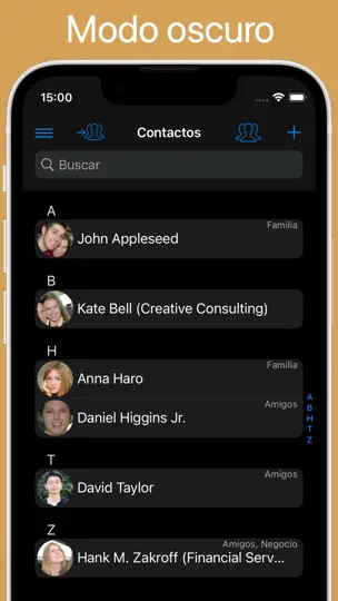 Captura de pantalla de ContactsPro X en iPhone 8
