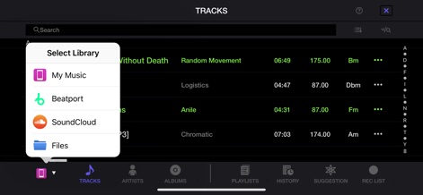 WeDJ for iPhone - This tool seamlessly integrates diverse music sources, allowing users to access tracks from popular streaming services like Beatport and SoundCloud alongside their local music library.