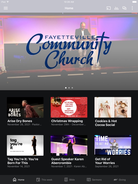Fayetteville Community Church iPad screenshot 1 - Education app