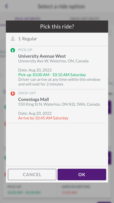 The M - Microtransit Screenshot