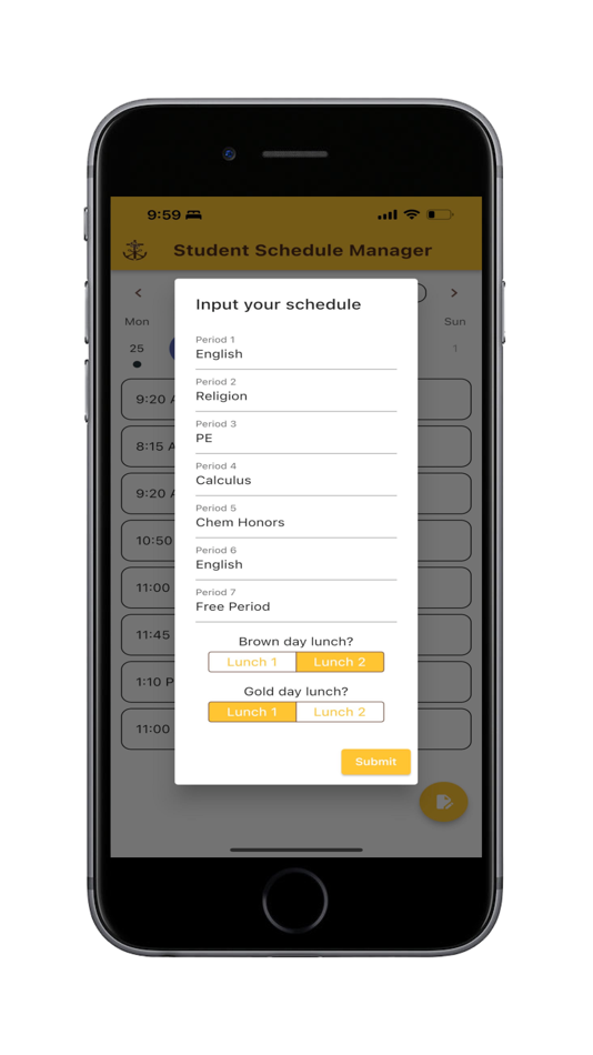 #2. Student Scheduler (iOS) 由: Matthew Jin