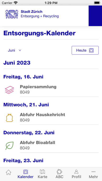 Entsorgung + Recycling Zürich Screenshot