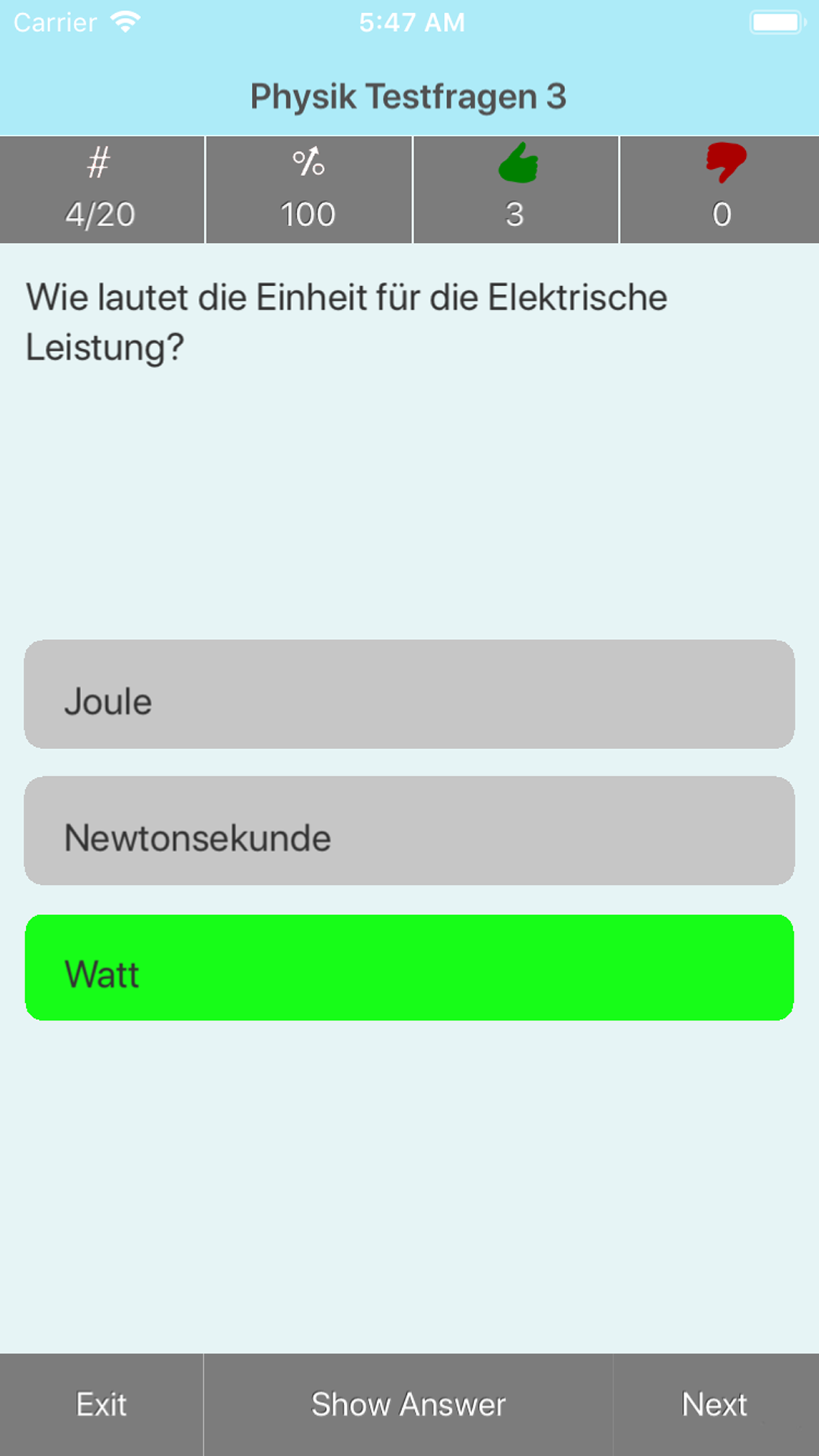 Die Physik Testfragen