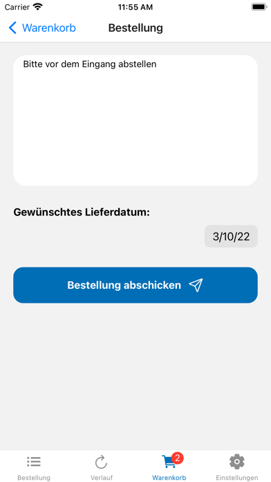 webbill Bestellung Screenshot