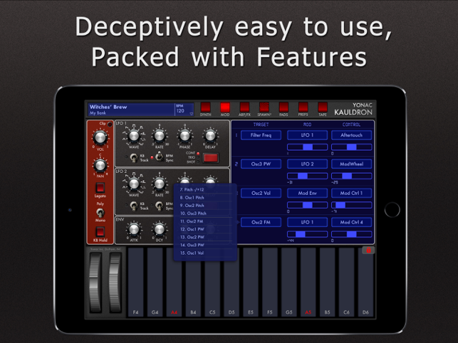 ภาพหน้าจอของ Kauldron Synthesizer