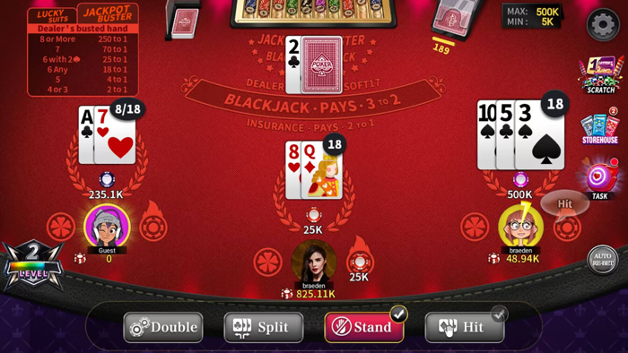 Blackjack 21 online card games