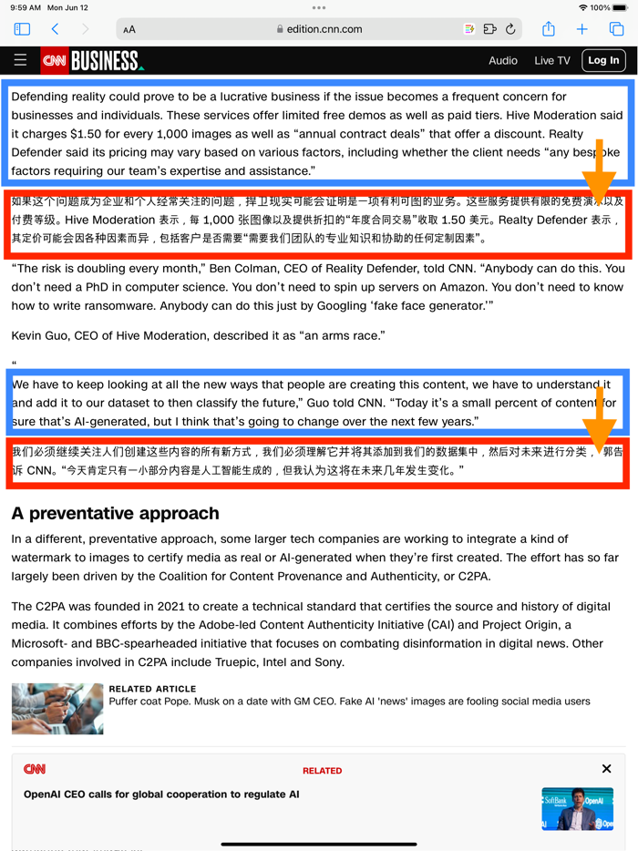 In Page Web Translator