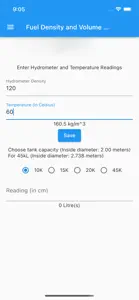 Fuel Density and Volume Calc screenshot #1 for iPhone