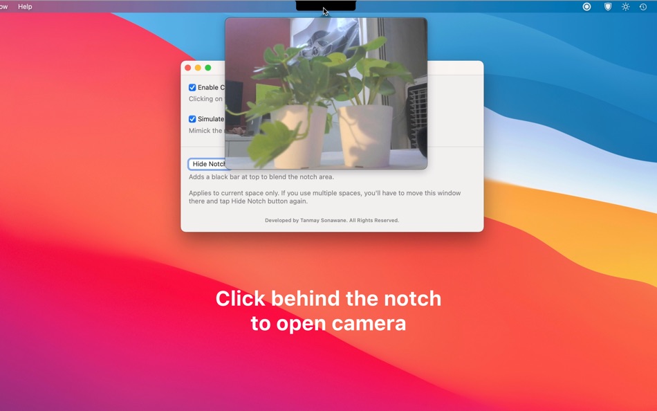 #1. NotchCam - Quick Camera Access (macOS) 由: Tanmay Sonawane