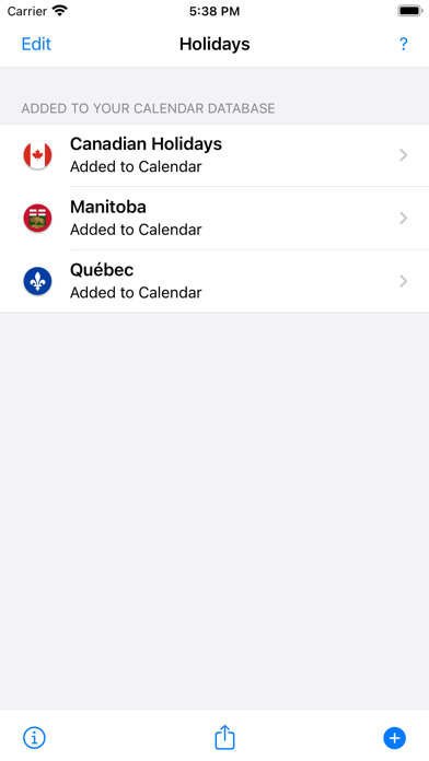 Canadian Holidays Screenshot