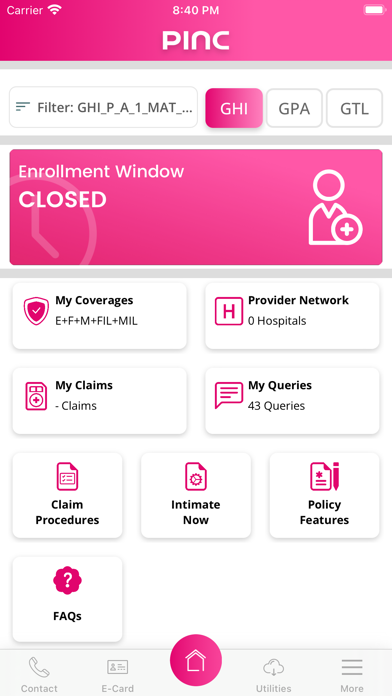 PINC Group Health Insurance Screenshot