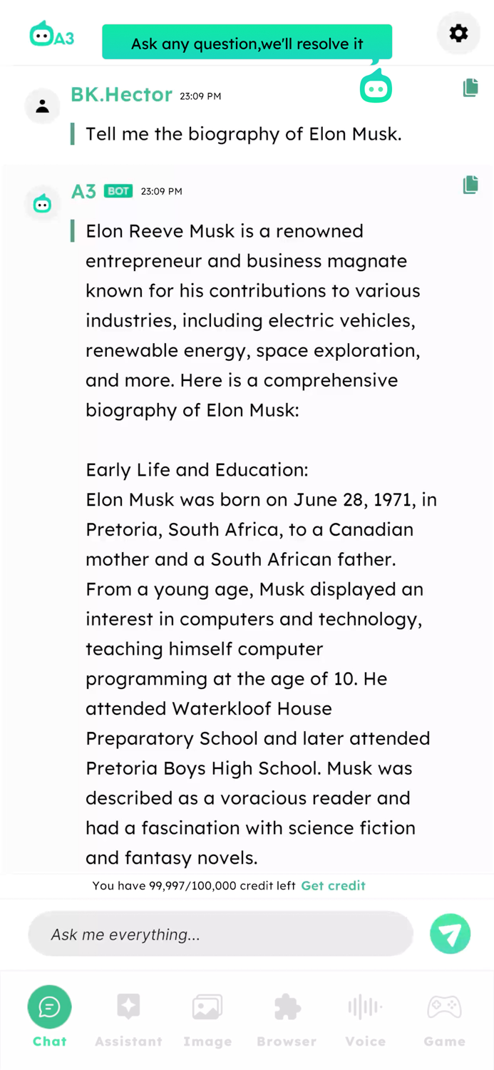 A3 AI Open Chatbot Assistant