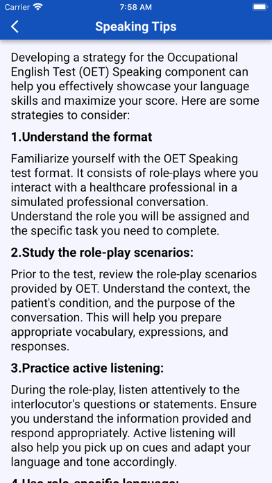 OET Speaking Test 2024 Screenshot