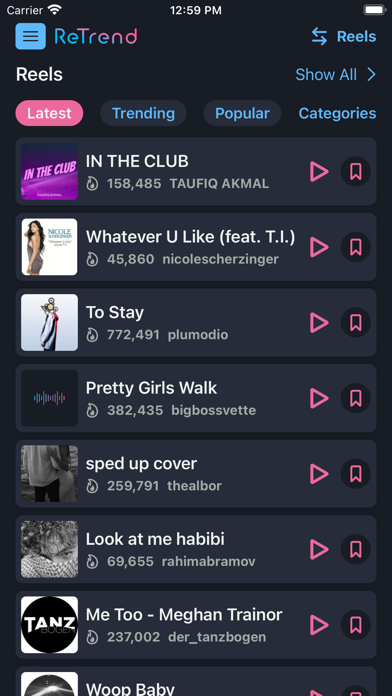 ReTrend: Reels Trending Sounds Screenshot