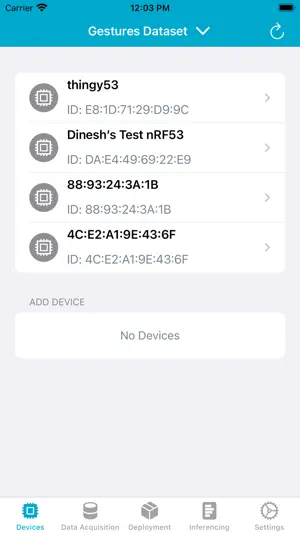 nRF Edge Impulse screenshot 1