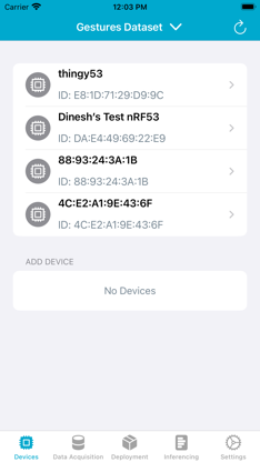nRF Edge Impulse screenshot 1