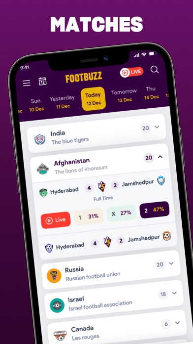 FootBuzz - Football Live Score Screenshot