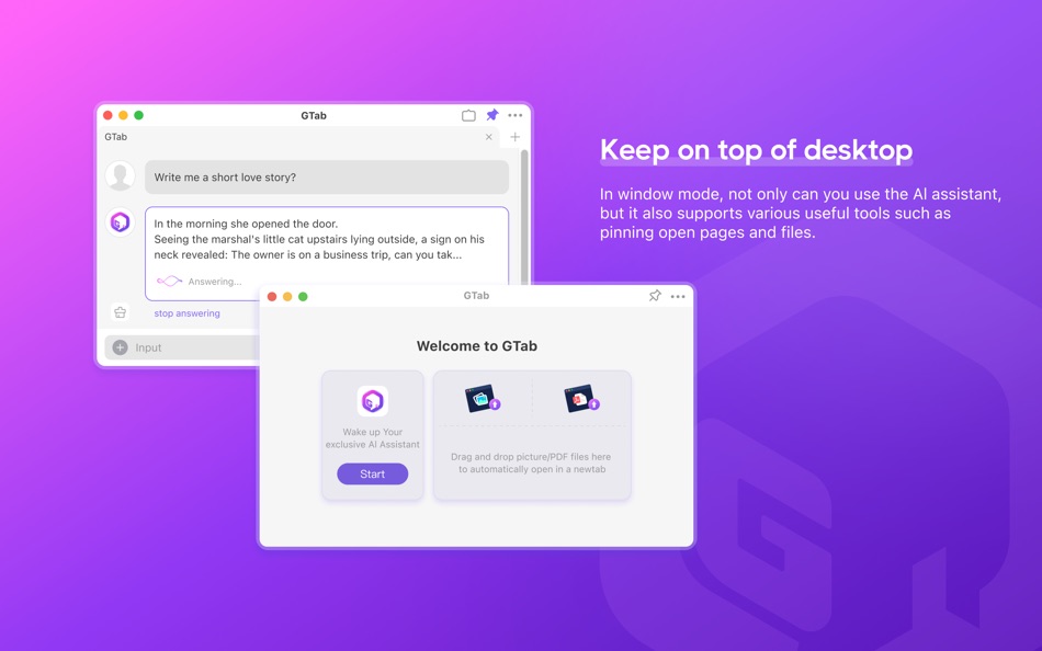 #2. GTab-1st AI Assistant for you (macOS) 由: Zhe Chen