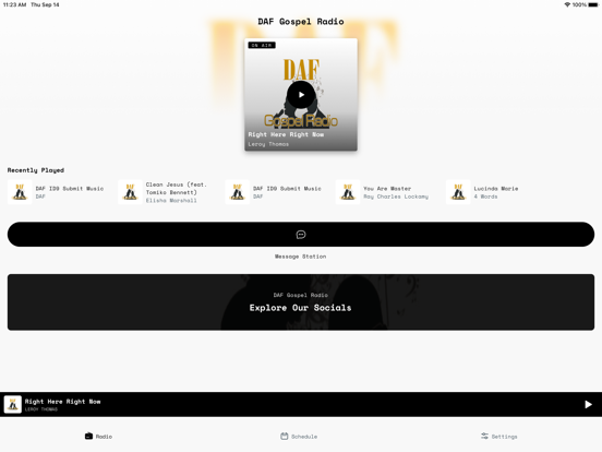 DAF Gospel Radio iPad screenshot 3 - Music app