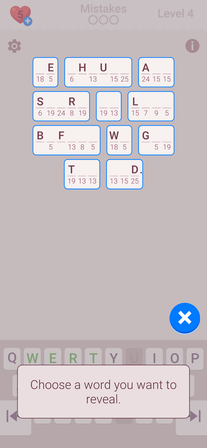 Cryptogram Word Brain Puzzle
