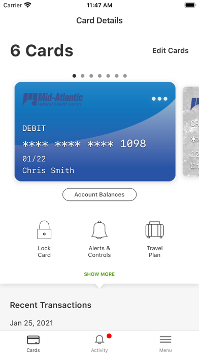 MAFCU CardManager Screenshot