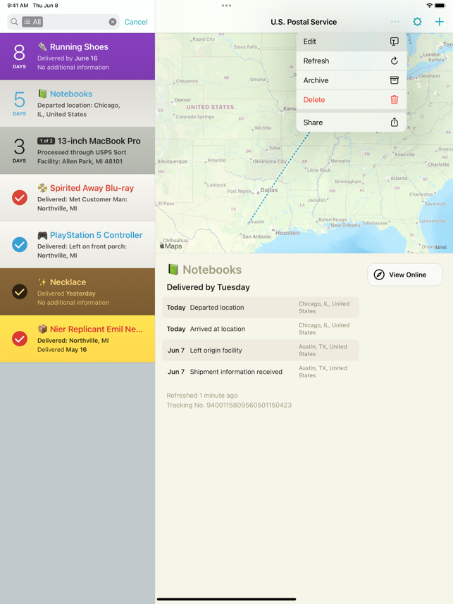 ‎Deliveries: a package tracker Screenshot