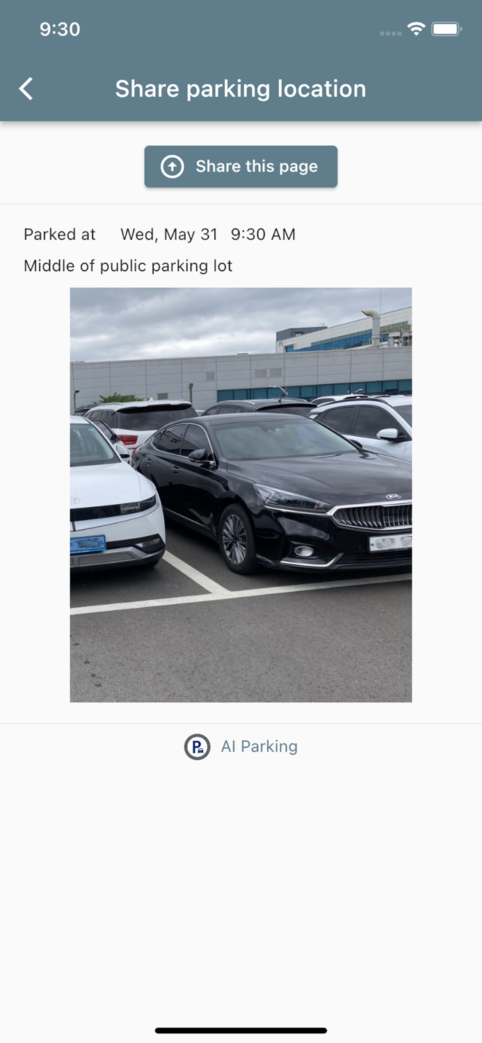 Reminder parked car location