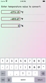 temperature unit conversion iphone screenshot 1