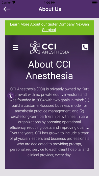 CCI Anesthesia Screenshot
