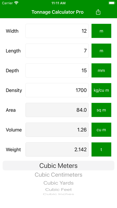 Tonnage Calculator Pro Screenshot