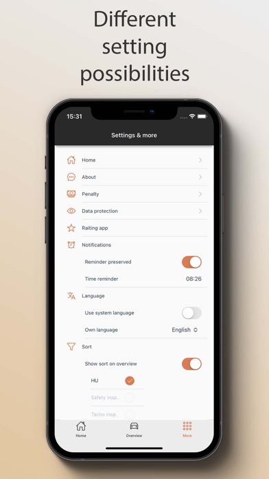 HU Reminder :: MOT reminder Screenshot