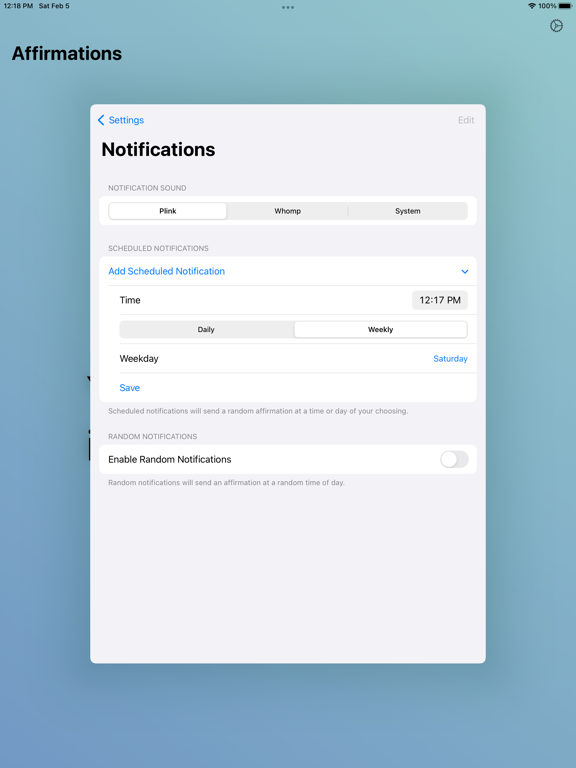 Affirmations - Care Reminders iPad screenshot 4 - Health & Fitness app