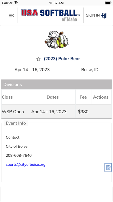 USA Softball of Idaho Screenshot